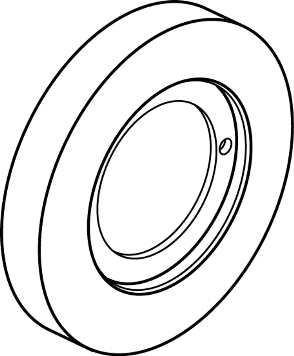 Rosette aus Chrom für die Auslaufseite einer Wand-WT-Armatur von Ideal Standard, mit runder Form und mittigem Loch.